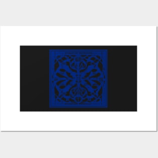 Abstract Symmetrical Lattice Print - Blue Aesthetic Posters and Art